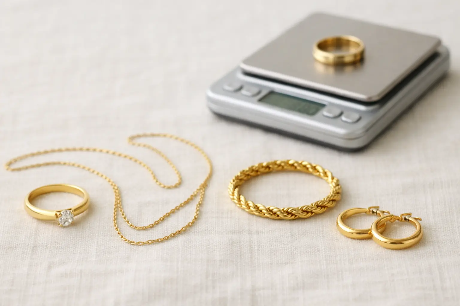 Gold jewelry calculator showing melt value for rings and necklaces